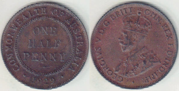 1929 Australia Half Penny (gEF) A003430